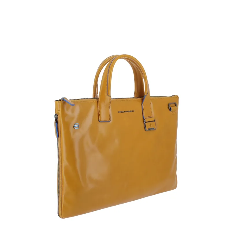 Piquadro Blue Square slim expandable briefcase, yellow 2