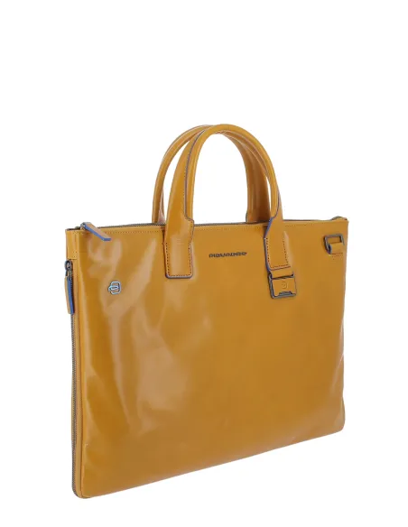 Piquadro Blue Square slim expandable briefcase, yellow