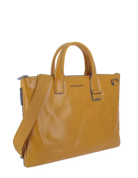Piquadro Blue Square slim expandable briefcase, yellow