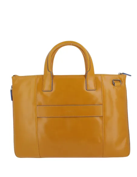 Piquadro Blue Square slim expandable briefcase, yellow