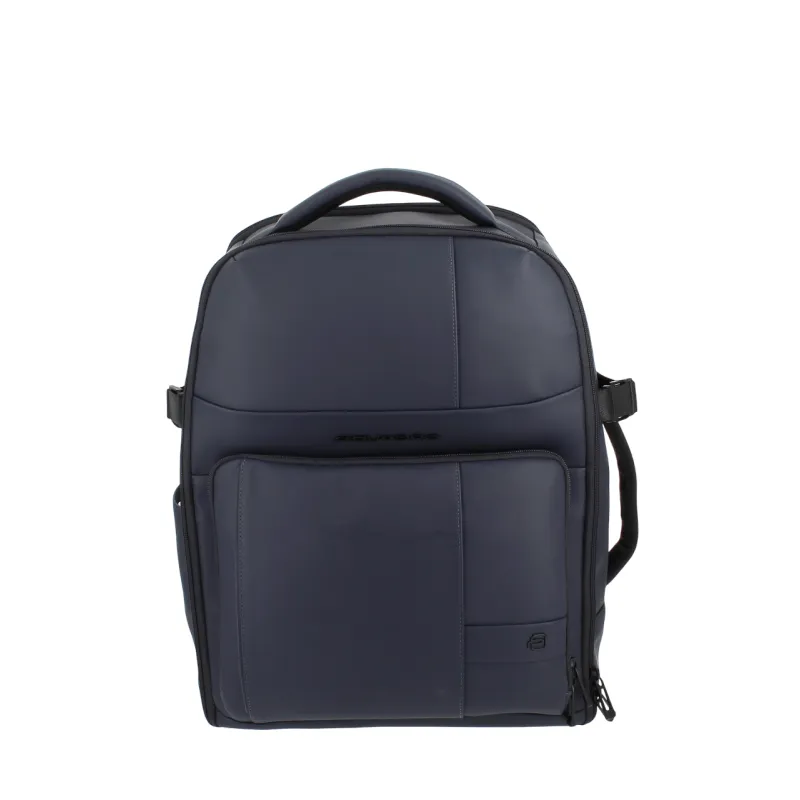 Zaino viaggio porta PC 15,6 in tessuto gommato Piquadro, blu