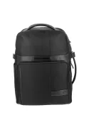 Piquadro Wollem travel backpack with laptop compartment in fabric and leather, black