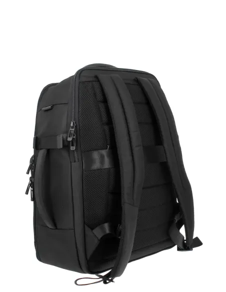 Piquadro Wollem travel backpack with laptop compartment in fabric and leather, black