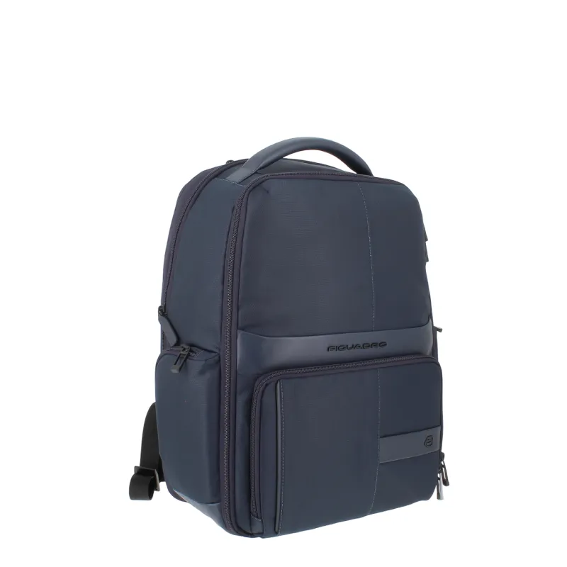 Zaino porta PC 15,6 in tessuto e pelle Piquadro Wollem, blu 2