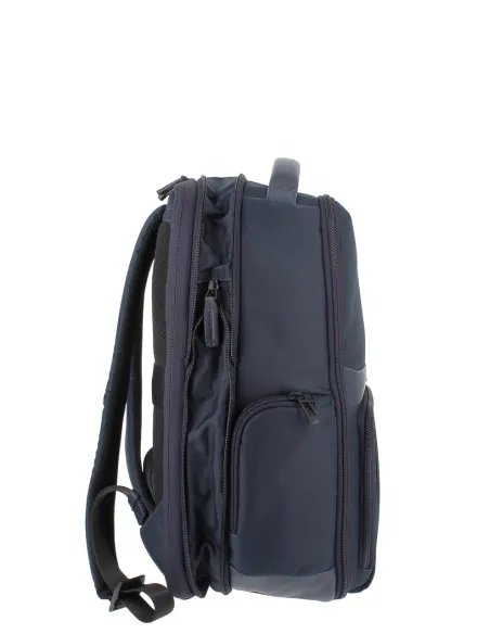 Zaino porta PC 15,6 in tessuto e pelle Piquadro Wollem, blu