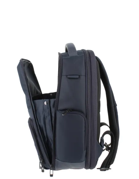 Zaino porta PC 15,6 in tessuto e pelle Piquadro Wollem, blu