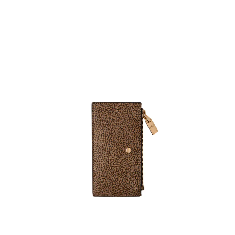 Borbonese OP Canvas Card Holder with Coin Zip Pocket