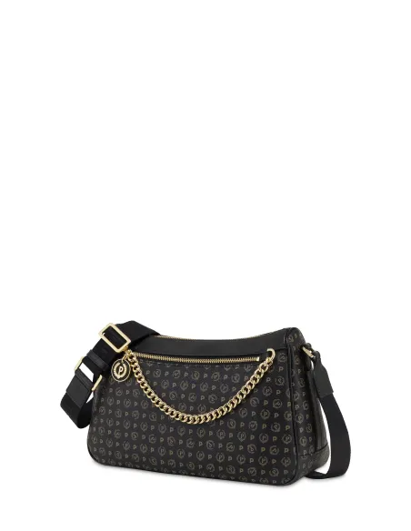 Pollini Heritage Damentasche mit verstellbarem Stoff-Schulterriemen, schwarz