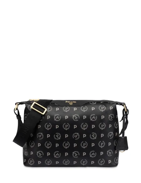 Pollini Heritage Re Edition womens compact shoulder bag, black