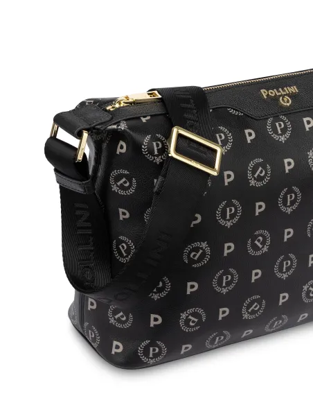 Pollini Heritage Re Edition Damen Schultertasche kompakt, schwarz