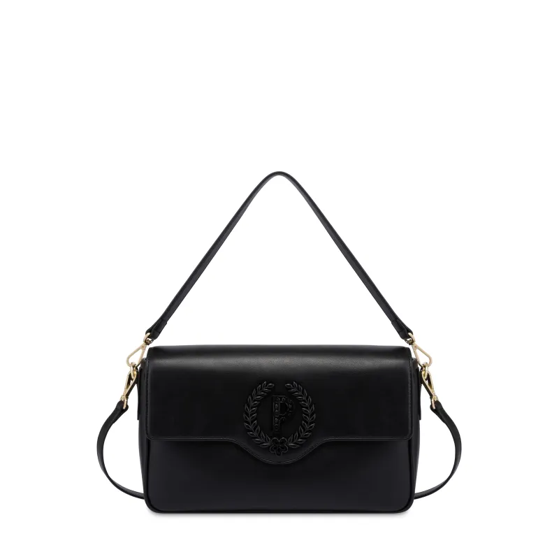 Borsa a spalla con pattina Pollini, nera