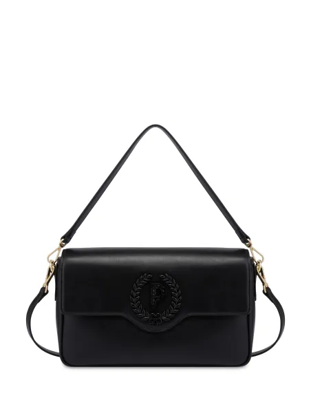 Borsa a spalla con pattina Pollini, nera