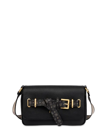 Borsa con pattina con Cintura decorativa in Heritage Pollini, nera