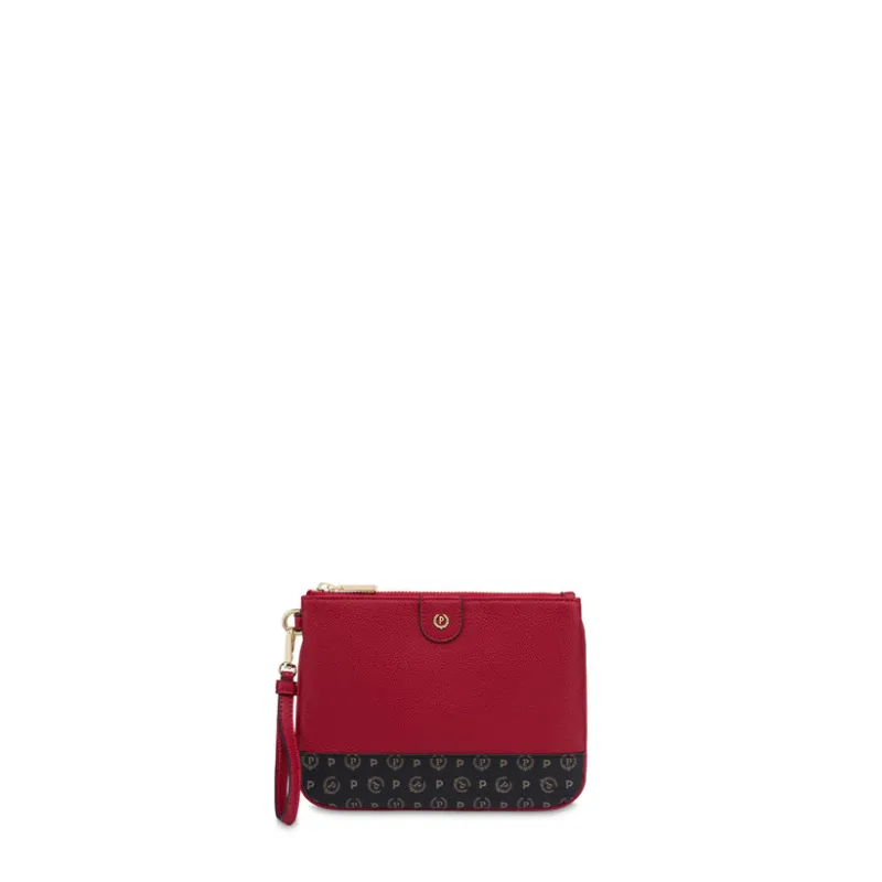 Pollini coin purse compact elegant with Heritage motif, red