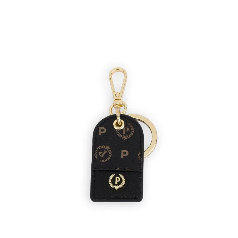 Pollini Schluesselanhaenger mit P Alloro Logo, schwarz