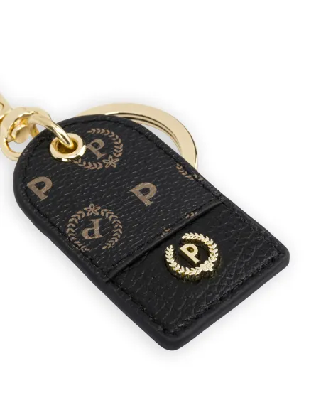Pollini Schluesselanhaenger mit P Alloro Logo, schwarz