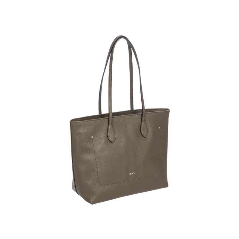 Brics Gondola Leather Shopping Bag, swamp 2
