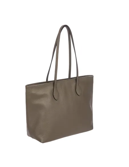 Brics Gondola Leather Shopping Bag, swamp