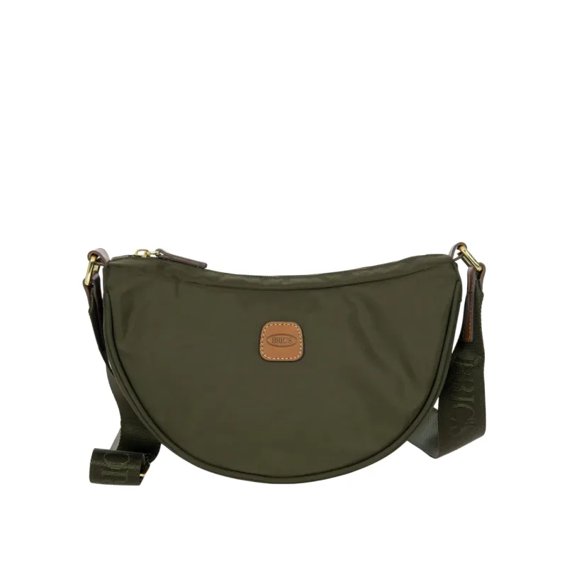 Borsa a tracolla mezza luna piccola Brics, verde oliva