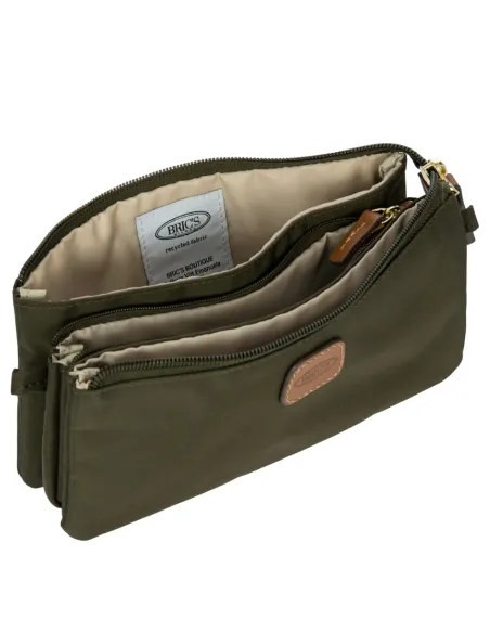 Bric's X-Collection 3-Compartment Pouch Bag in Recycled Fabric, olive green