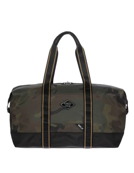 Bric's Replay Medium 2in1 Duffel Bag in Recycled Fabric, green-camou