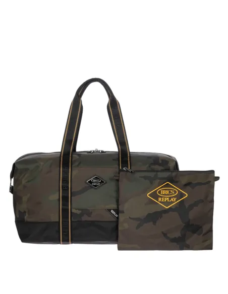 Bric's Replay Medium 2in1 Duffel Bag aus Recyclinggewebe, green-camou