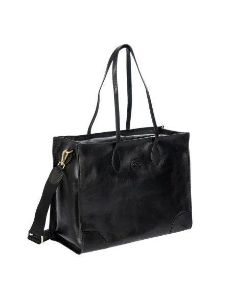 Bric's Volterra soft leather shopping bag with laptop and tablet pockets, black