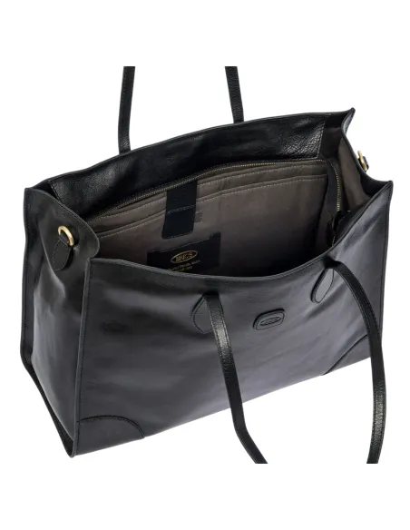 Bric's Volterra soft leather shopping bag with laptop and tablet pockets, black