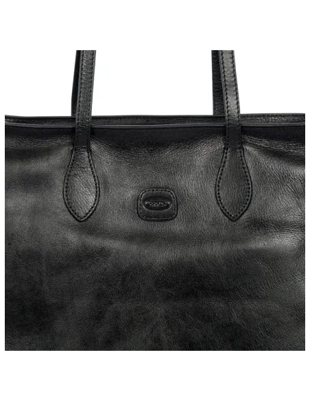 Bric's Volterra soft leather shopping bag with laptop and tablet pockets, black