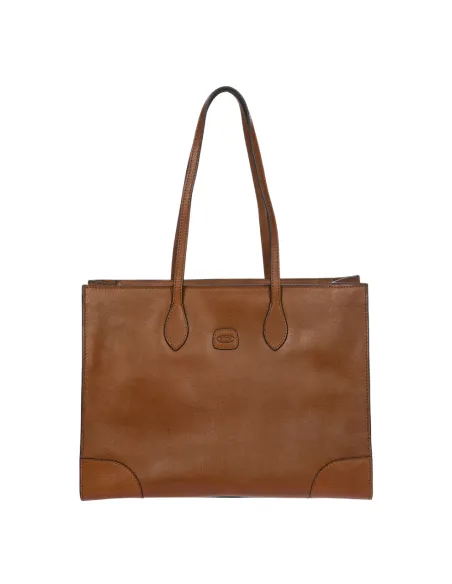 Bric's Volterra soft leather shopping bag with laptop and tablet pockets, brown