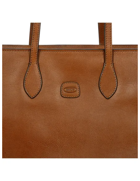 Bric's Volterra soft leather shopping bag with laptop and tablet pockets, brown
