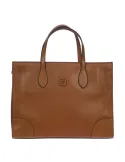 Bric's Volterra small leather shopping bag with tablet pocket, brown