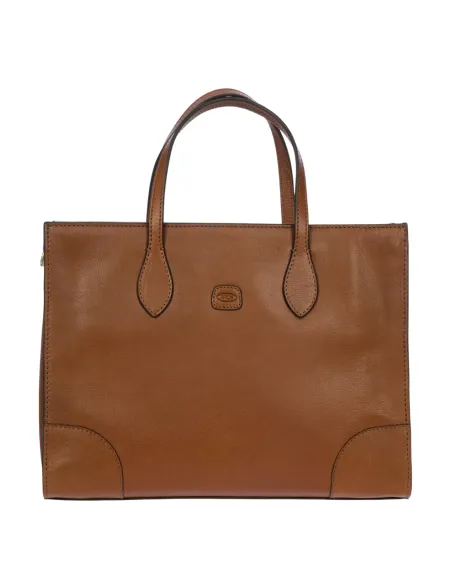 Bric's Volterra small leather shopping bag with tablet pocket, brown