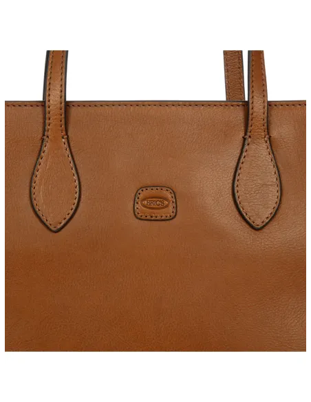 Bric's Volterra small leather shopping bag with tablet pocket, brown