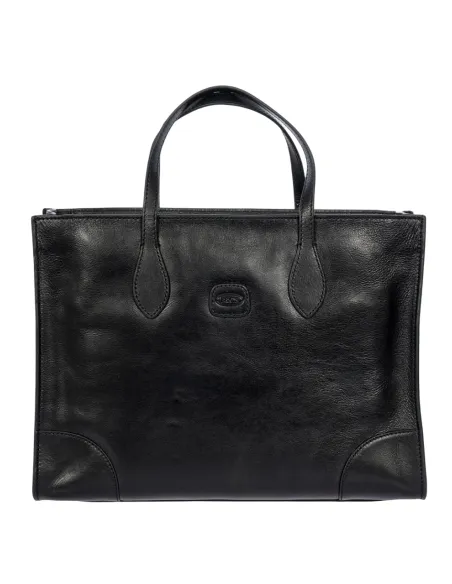 Bric's Volterra kleine Shopping Bag aus weichem Leder mit Tablet Fach, schwarz
