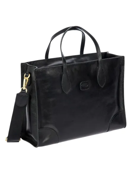 Bric's Volterra small leather shopping bag with tablet pocket, black