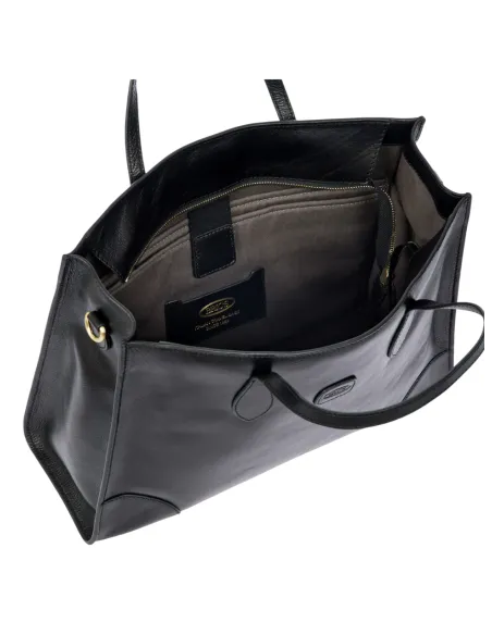 Bric's Volterra small leather shopping bag with tablet pocket, black