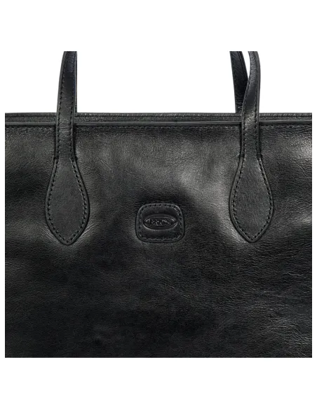 Bric's Volterra small leather shopping bag with tablet pocket, black