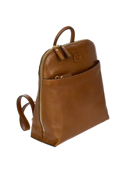 Bric's Volterra Medium Rucksack aus weichem Leder mit mehreren Faechern, braun