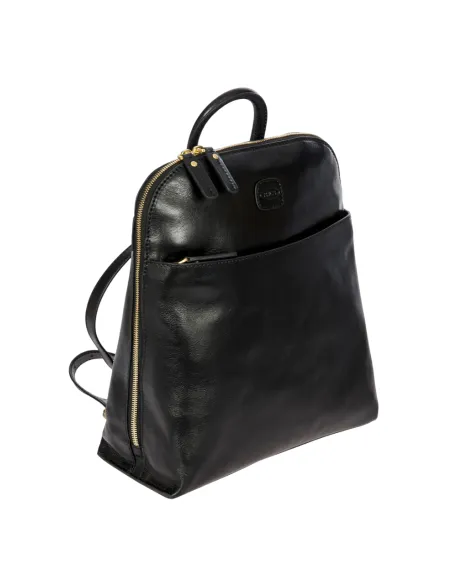 Bric's Volterra Medium Rucksack aus weichem Leder mit mehreren Faechern, schwarz