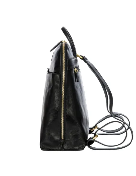 Bric's Volterra Medium Rucksack aus weichem Leder mit mehreren Faechern, schwarz