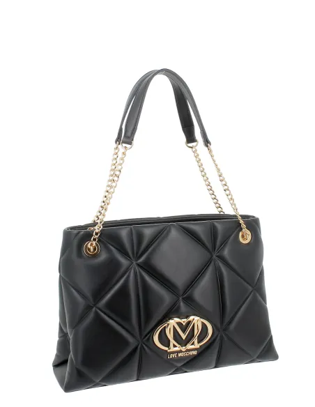 Love Moschino Shopper aus gesteppem Kunstleder, schwarz