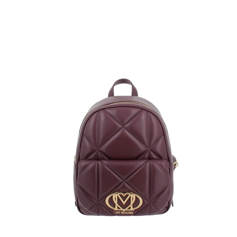 Love Moschino womens quilted faux leather backpack, wine