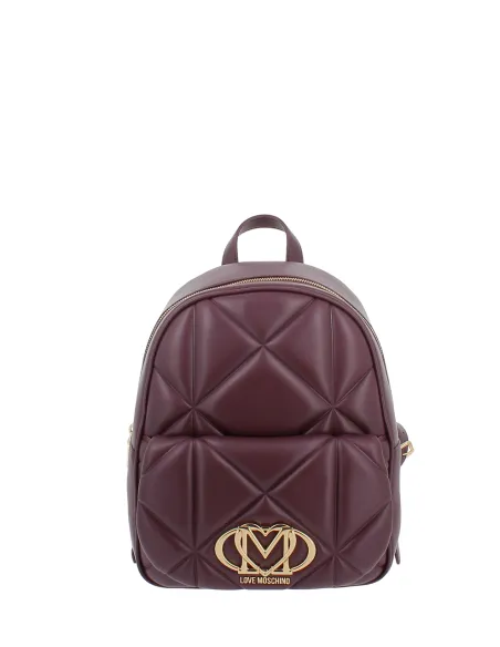 Love Moschino womens quilted faux leather backpack, wine