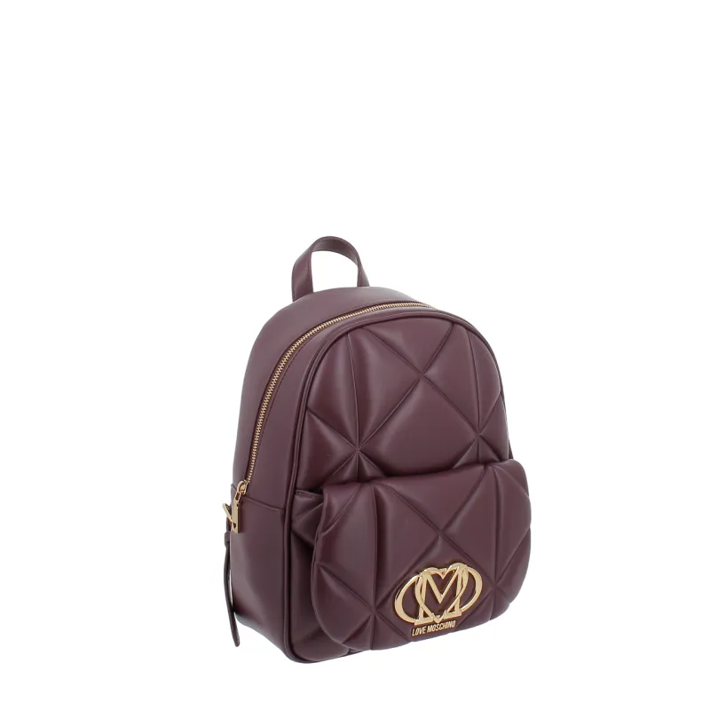 Love Moschino womens quilted faux leather backpack, wine 2