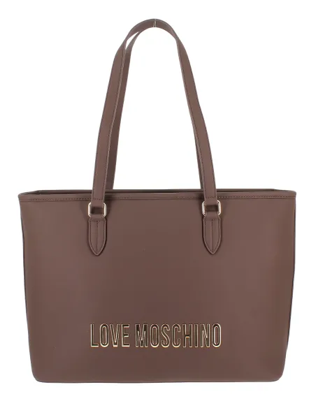 Love Moschino large shopping bag with zip closure, dark brown