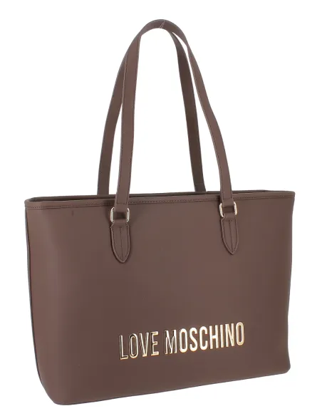 Borsa shopping grande Love Moschino, marrone scuro