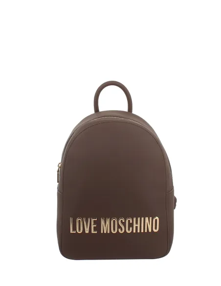 Love Moschino medium womens backpack with zip closure, dark brown