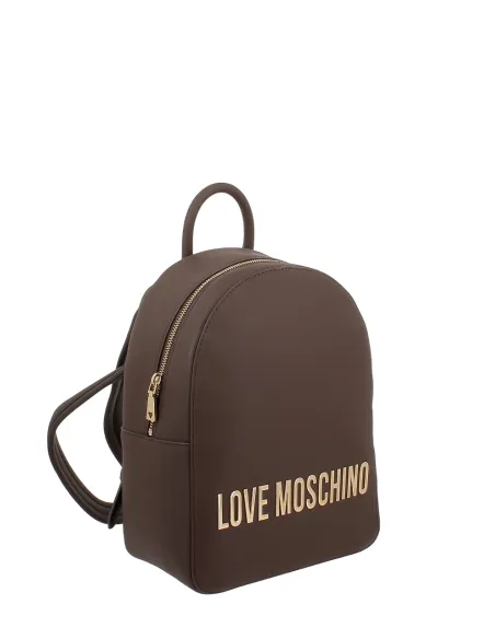 Love Moschino medium womens backpack with zip closure, dark brown
