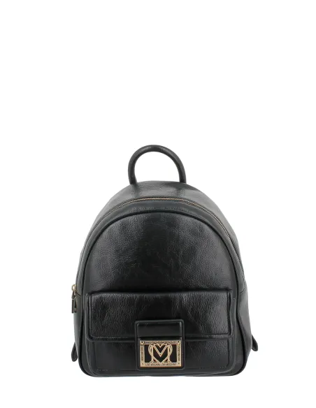 Love Moschino medium womens backpack with front pocket, black